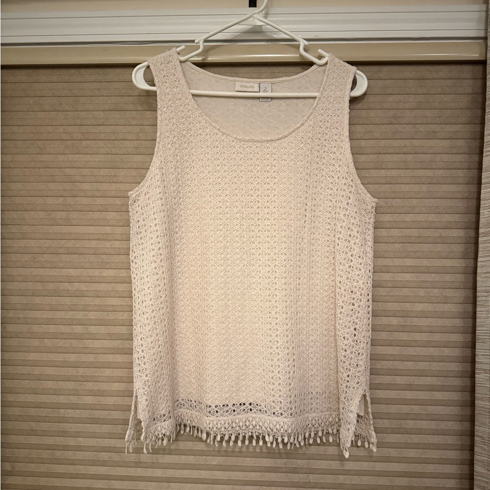 Chico's Off White Crochet Tank Top with liner